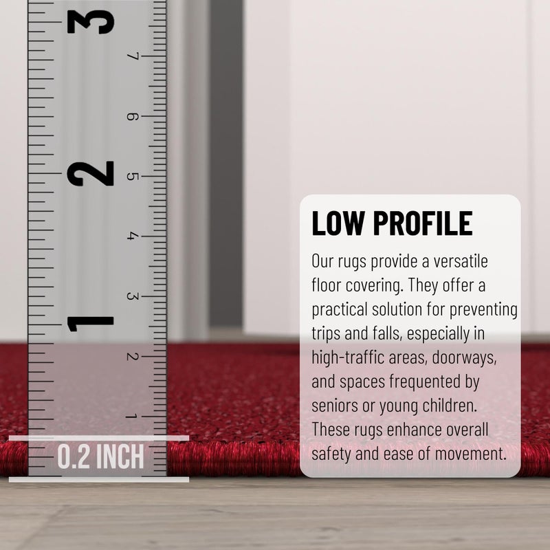 Ottomanson Hallway Runner Rug 2'2" x 6' Non Slip Solid Area Rugs Easy to Clean Laundry Rug Runner Durable & Pet Friendly Floor Carpet Runners for Hallways Entryway Living Room Kitchen, Red - Image 4